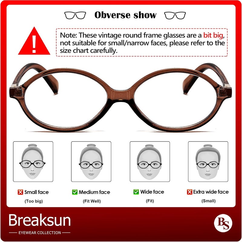 Breaksun Fashion Oval Glasses for Women Men Retro Round Tortoise Frame Blue Light Glasses Nerd Eyeglasses - Image 4